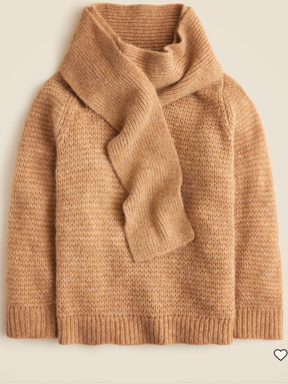 J. Crew Pullover Camel Knit Scarf Turtleneck Sweater Size S NWT